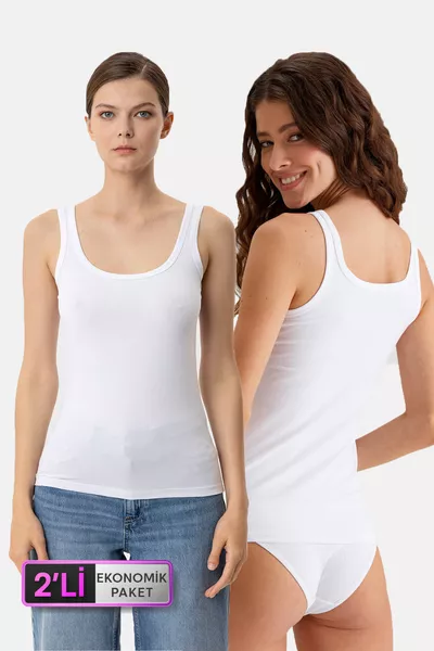 طقم اقتصادي مكون من قطعتين، أبيض ، قبة مربعة، بكاميت سميك، تي شيرت قطني أساسي