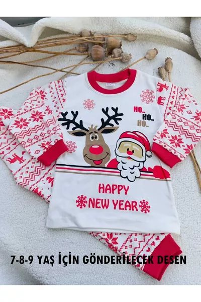 New Year Christmas New Year Ethnic Pattern Reindeer Kids Pajama Set Age 1 2 3 4 5 6 7 8 9 