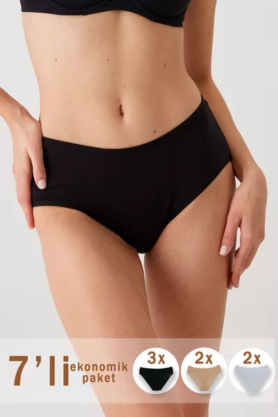 طقم اقتصادي مكون من 7 قطع، سروال داخلي كلاسيكي من القطن 