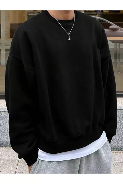 سويت شيرت أساسي بقصة مريحة oversized - متوفر بخمسة ألوان مختلفة