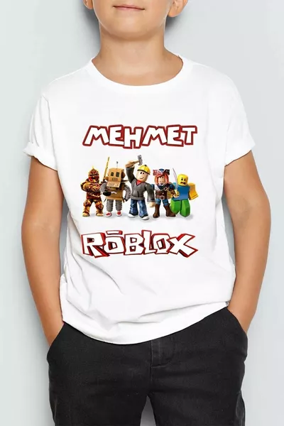 قميص تي شيرت للأطفال بنقش روبلوكس مخصص بالاسم للجنسين 