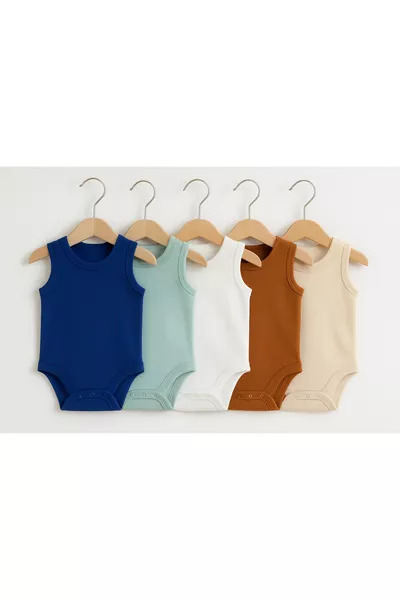 5-Pack % Cotton Unisex Baby Bodysuits with Snaps