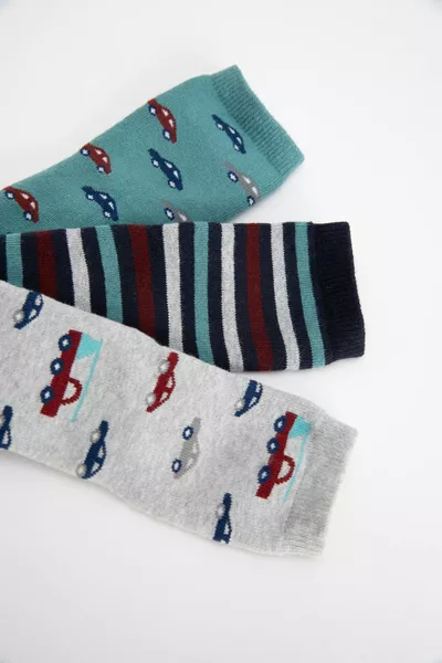 جوارب طويلة قطنية لطفل ولد 3 قطع ns