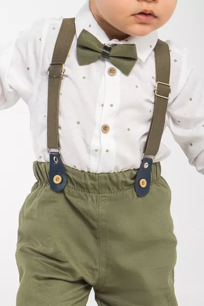 1-5 Years 4-Piece Bow Tie and Overall Suit Baby Outfit