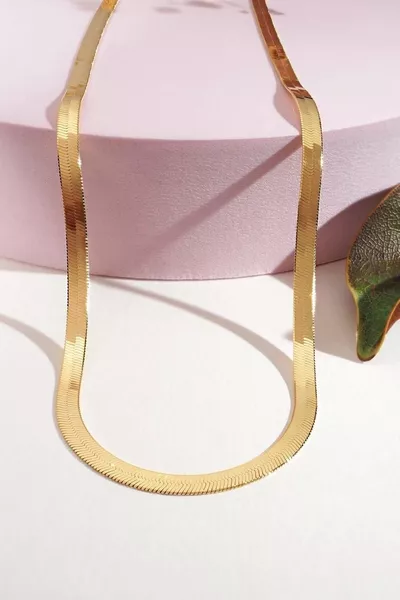 Gold Italian Flat Steel Necklace