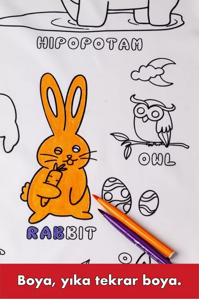 Boyama Örtüsü Yıkanabilir Ingilizce Öğretici Eğitici Oyuncak Sıvı Geçirmez Büyük Boy cm