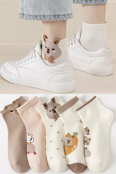 5 جوارب نسائية بنقش مزدوج