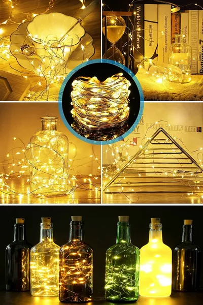 Светодиодная гирлянда 3 метра, желтая (дневной свет), на батарейках, водостойкая декоративная подсветка