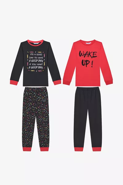 Cotton Boys' Wake Up 2-Piece Multicolor Pajama Set
