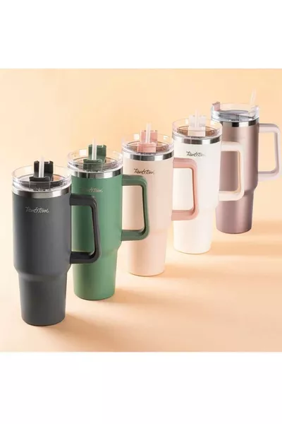 -move Smoke Stainless Steel Tumbler with Straw 1.2L