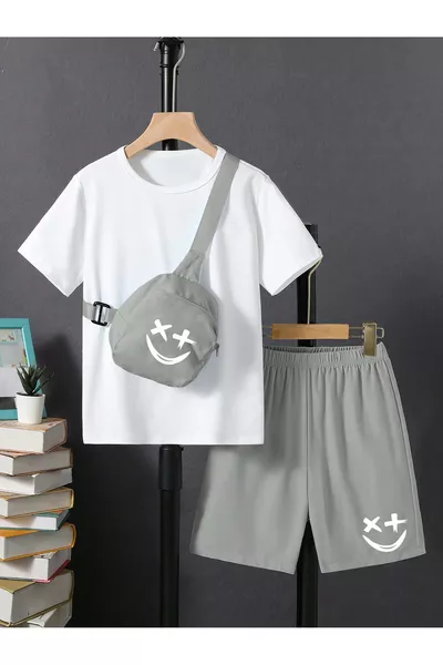 طقم يومي صيفي للأطفال للبنات والأولاد، قميص وسروال قصير لطيف وعصري