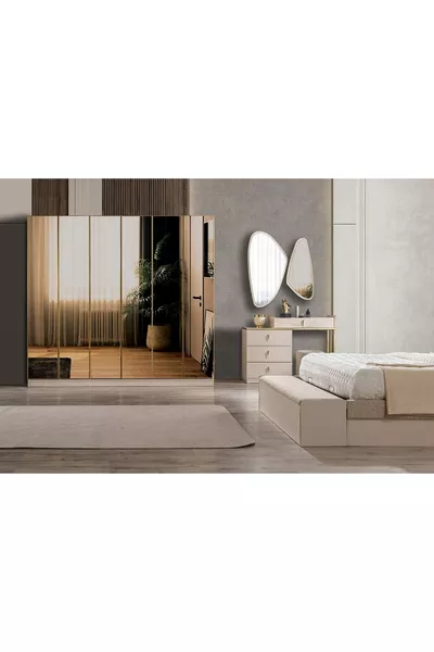 طقم غرفة نوم فراشة بستة أبواب بمرآة