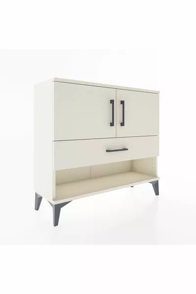 خزانة أرجيس مع رفين، ودُرج مفرد، وبابين، بلون حجر القمر