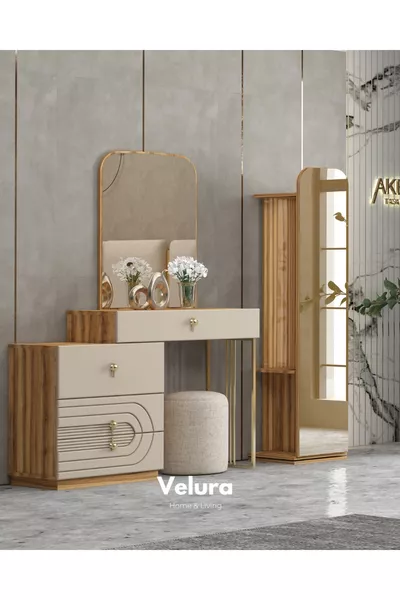 Ensemble de chambre à coucher Papillon (Armoire + Commode + Table de chevet + Lit)