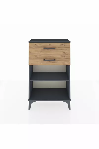 أرجس كومودين ذو رف واحد ودرجين - أنثراسيت وصنوبر