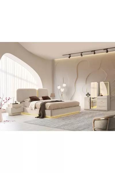 FAS MDF LEDLİ BAZALI YATAK ODASI TAKIMI