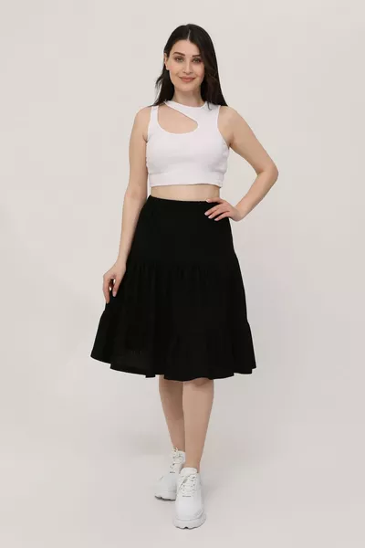 بلماندو فسكوزي قماش متوسط الطول تنورة شورت أسود