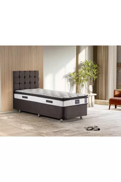 Niron King Bed Set Single Bed Base Headboard Set Fume