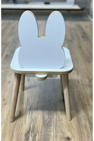 Chaise tabouret à thème animal Lapin blanc