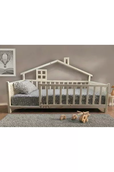 Delux Doğal Ahşap Montessori Bebek ve Çocuk Karyolası