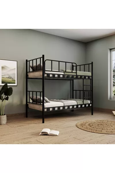 غرفة نوم أطفال شبابية زنبق بسرير مزدوج معدني وطابقين