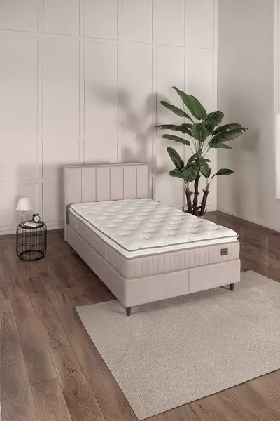 Premium Gold Therapy Bej Üçlü Set Baza Başlık Yatak