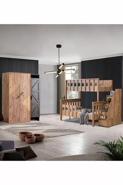 سرير بطابقين، سرير قابل للفصل ديلوكس وخزانة فاخرة بثلاث أبواب