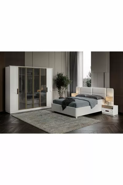 Rias White Reflekte Camlı Yatak Odası Takımı