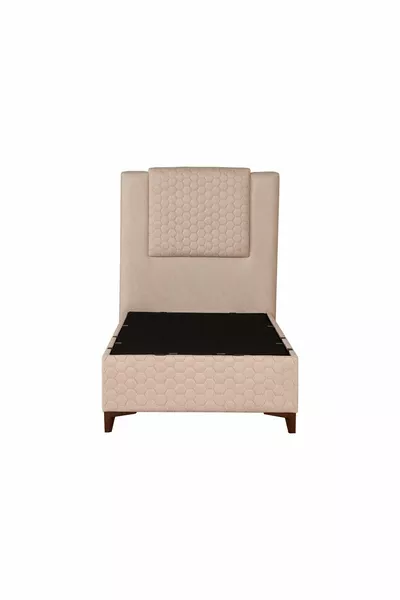 سرير قاعدة مع صندوق تخزين من أورثوبيديا باللون الكريمي (العنوان والمرتبة غير مشمولين)