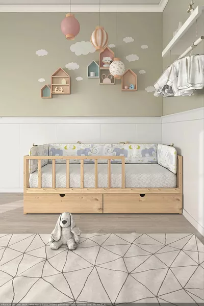 سرير مونتيسوري للأطفال والرضع للجنسين من الخشب الطبيعي LHAÇMK