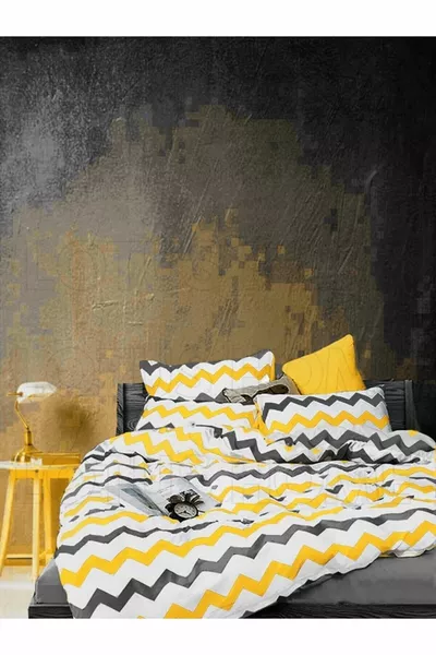 Parure de lit simple en coton luxueux avec motif zigzag