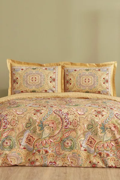 Manas Mustard % Cotton Double Duvet Cover Set