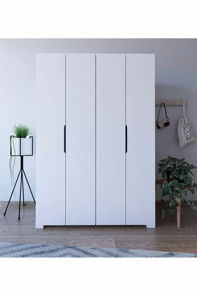 Monza 4-Door White Wardrobe Cabinet  Cm ,  Cm