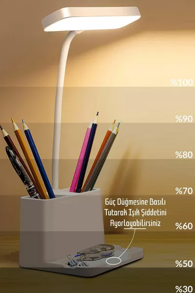 Перезаряжаемая настольная лампа с сенсорным управлением, регулируемым теплым светом, держателем для телефона, диммером, рабочий и читающий свет 