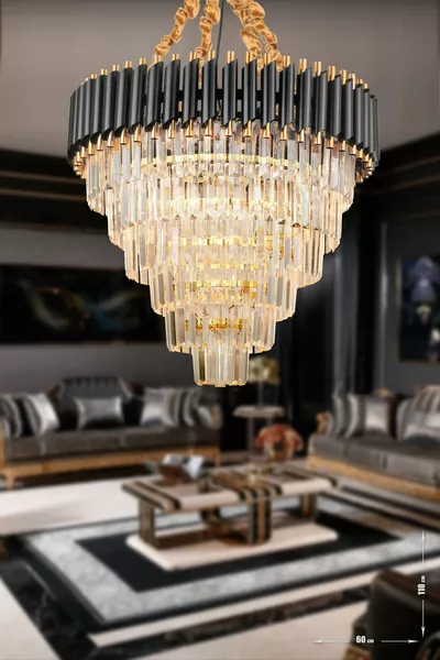 Palmira  cm Crystal Stone Luxury Chandelier with 6 Lights - (black-gold)