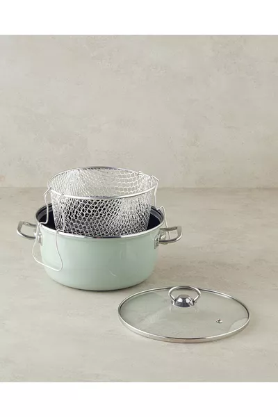 Sartagi Emaye Kızartma Tenceresi  Cm Açık Mint