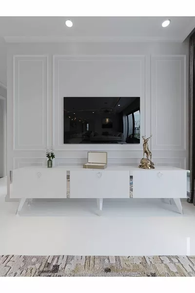 Unité TV Festival -1 Blanc Brillant Connexion Minifix