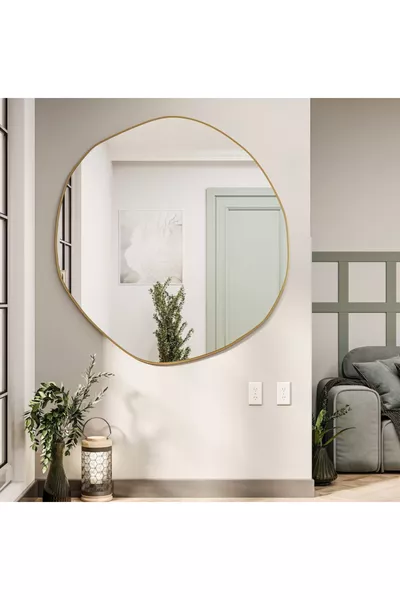 Arya Ayna Асиметрично Огледало, Декоративно Огледало, Стенно Огледало, Баня Огледало, Огледало за Антре, Златно