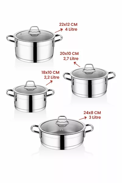 Sırma Induktionsfähiges 8-teiliges Topfset