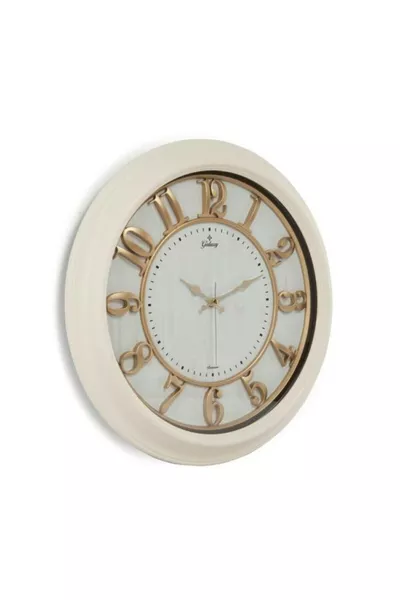 Модерен голям стенен часовник за офис и хол с обемни цифри TR бял  x  см, кръгъл, с батерии, пластмасов