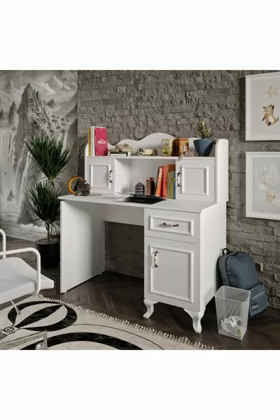 Kartopu Schreibtisch, Computertisch, Bürotisch Weiß - Komplett aus hochwertigem MDF