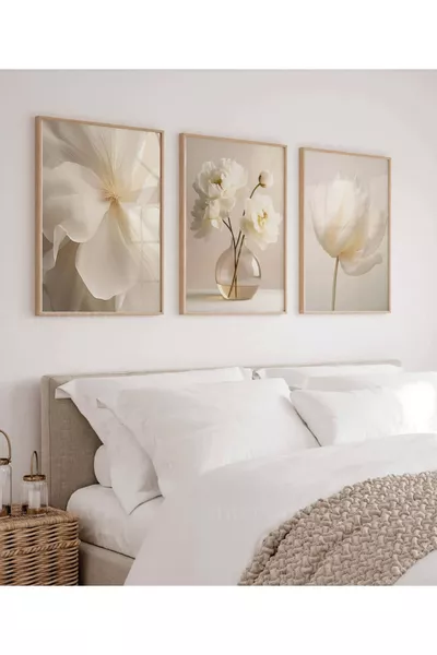 Schilderij, Houten Set van 3 Gesloten Lijstschilderijen