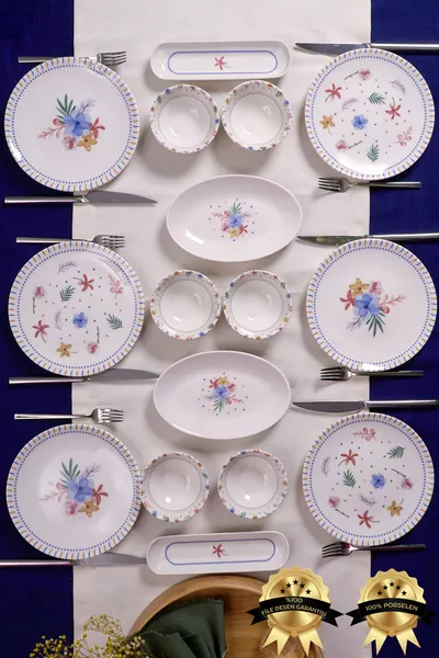 Service de petit-déjeuner en porcelaine Dalya  pièces pour 6 personnes