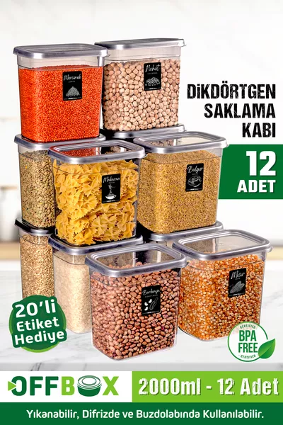 Комплект от  броя,  части, правоъгълни съдове за съхранение на хранителни продукти, 2 литра, с  етикета като подарък