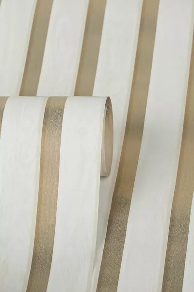 Exclusive  White Gold Lambris Panel Wooden Wall Molding Pattern Wallpaper 5. m²