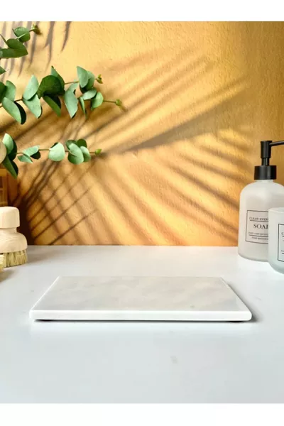 Natural Marble Oil Bottle Coaster Soap Dish Vinegar Holder Stand  cm (NON-SLIP BASE)