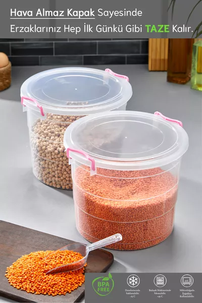 Комплект от 3 мегадози брашно - 8 л с капак с ключалка за съхранение на чай, захар, бобови и хранителни продукти, прозрачен съд за съхранение
