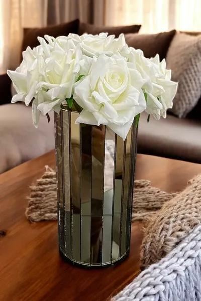 Ваза для сухих цветов, круглая, с зеркалом,  см