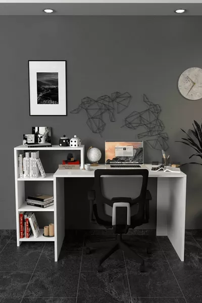 Бюро Ахсен с библиотека, бяло