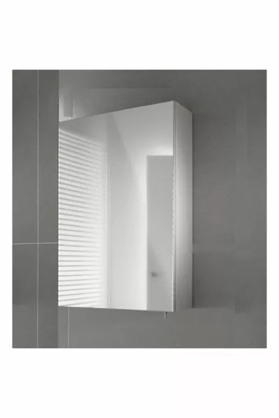 Module supérieur d'armoire de salle de bain avec miroir en panneau de particules  % à porte unique, blanc, module supérieur 